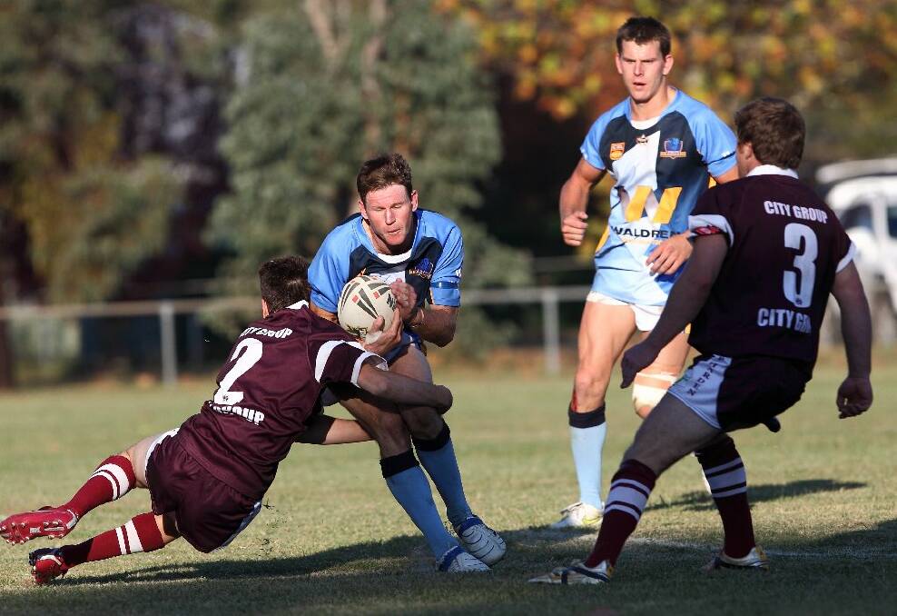 Max Giles playing for the Binalong Brahmans in 2011. After a one year hiatus the club is back in the George Tooke Shield. Photo: RS Williams.
