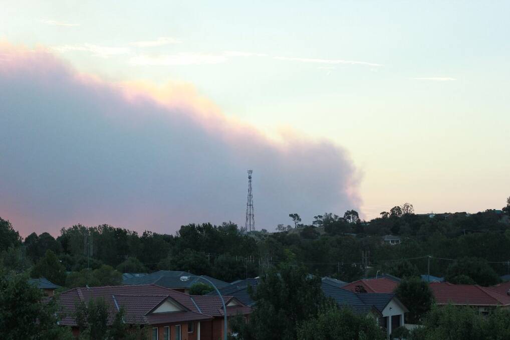 Smoke hangs over the top of Yass town. Photo: Emma Biddle.