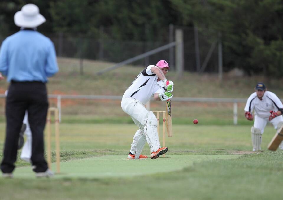 Daniel Poidevin prods at one outside the off stump on Sunday.