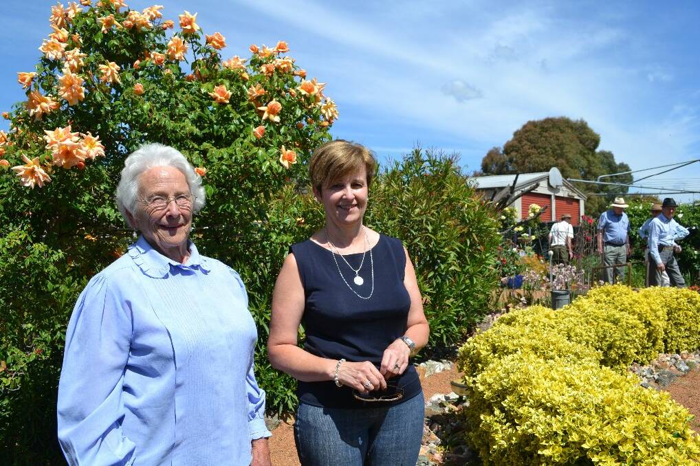 Pam Oldfield and daughter Joy-Ann Clark at Pam's open garden last weekend, as part of Classic Yass.