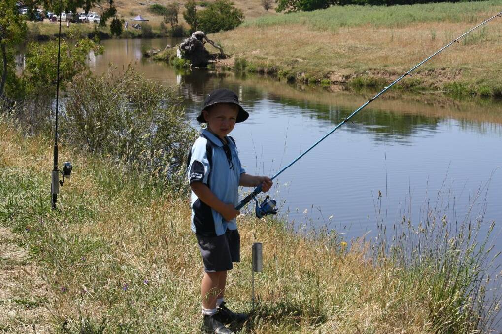 Youngster Jordan Crisp trying to snag a big one at the Catch a Carp day.