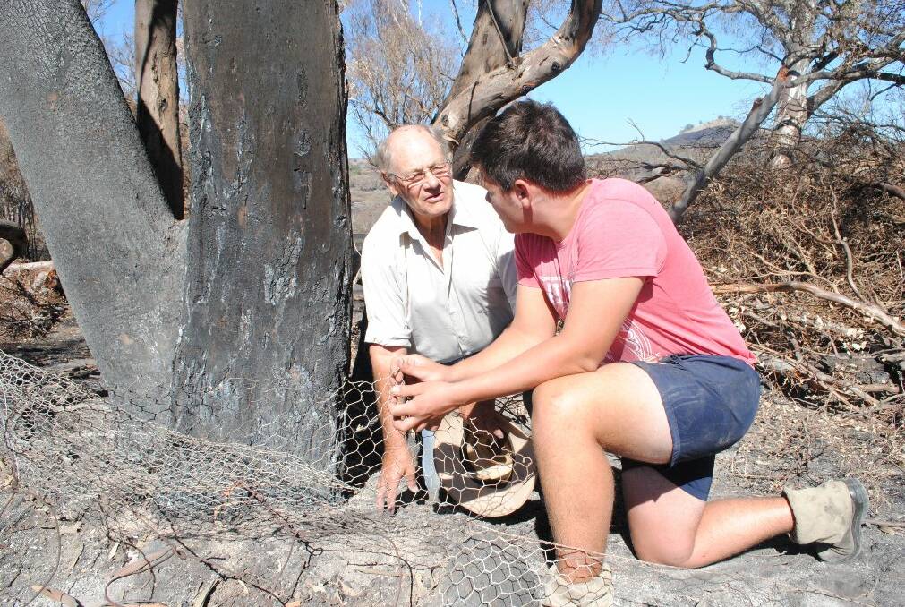 Jock Bush has returned from Sydney to assist his grandfather, Ian Bush, with the damage to the family's farm.